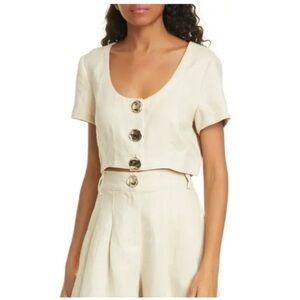 NICHOLAS Lou Linen Crop Top in Sand Size 10